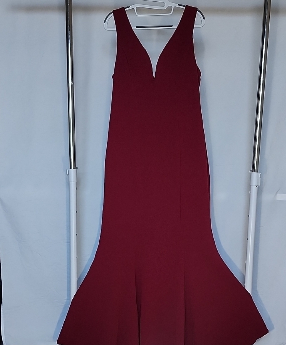 Max + Ash Burgundy V-Neck Mermaid Formal Gown Maxi Dress Size XL